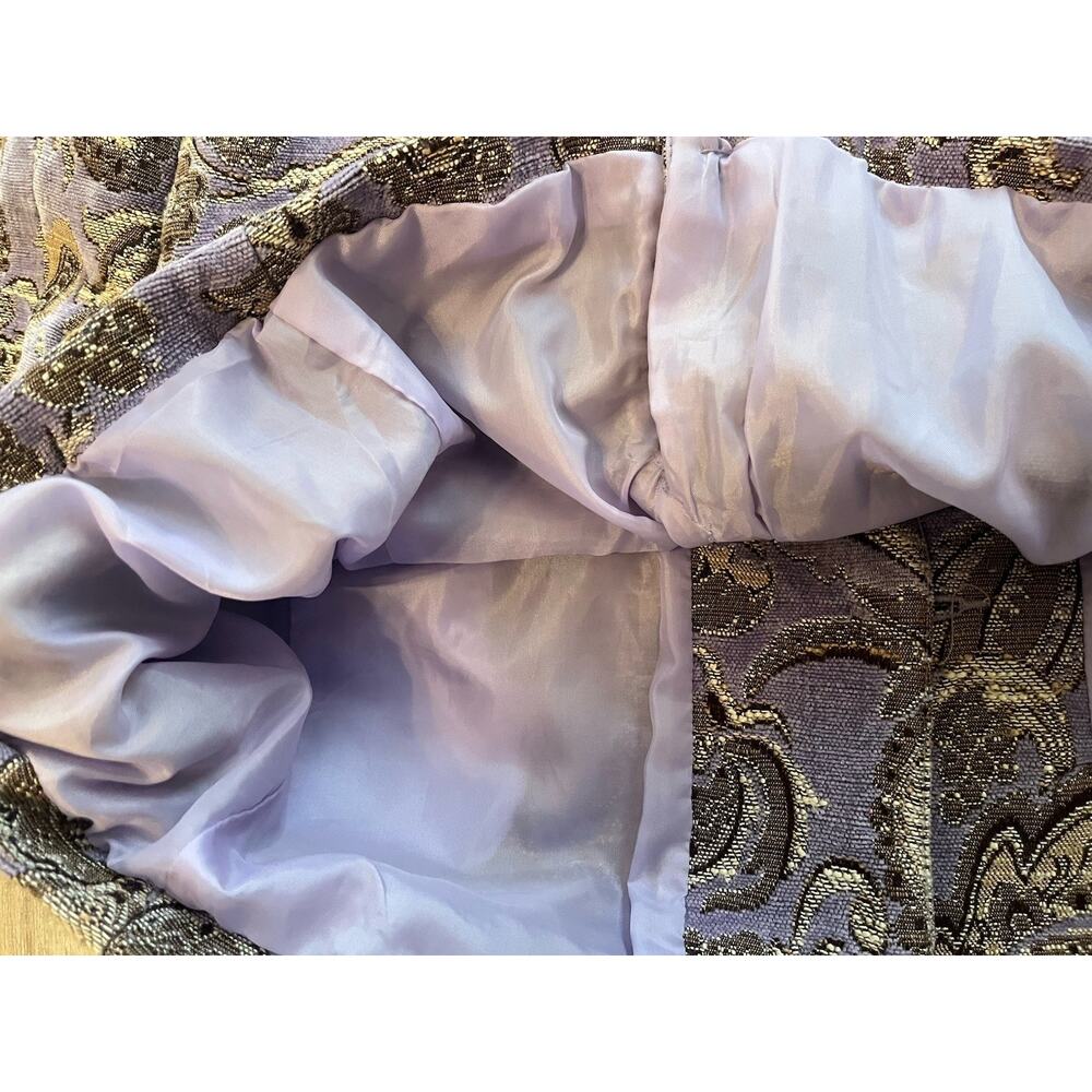 VTG Tapestry Jacket Pastel Lavender Purple Paisley Jacquard Bronze Button M L - Picture 7 of 10
